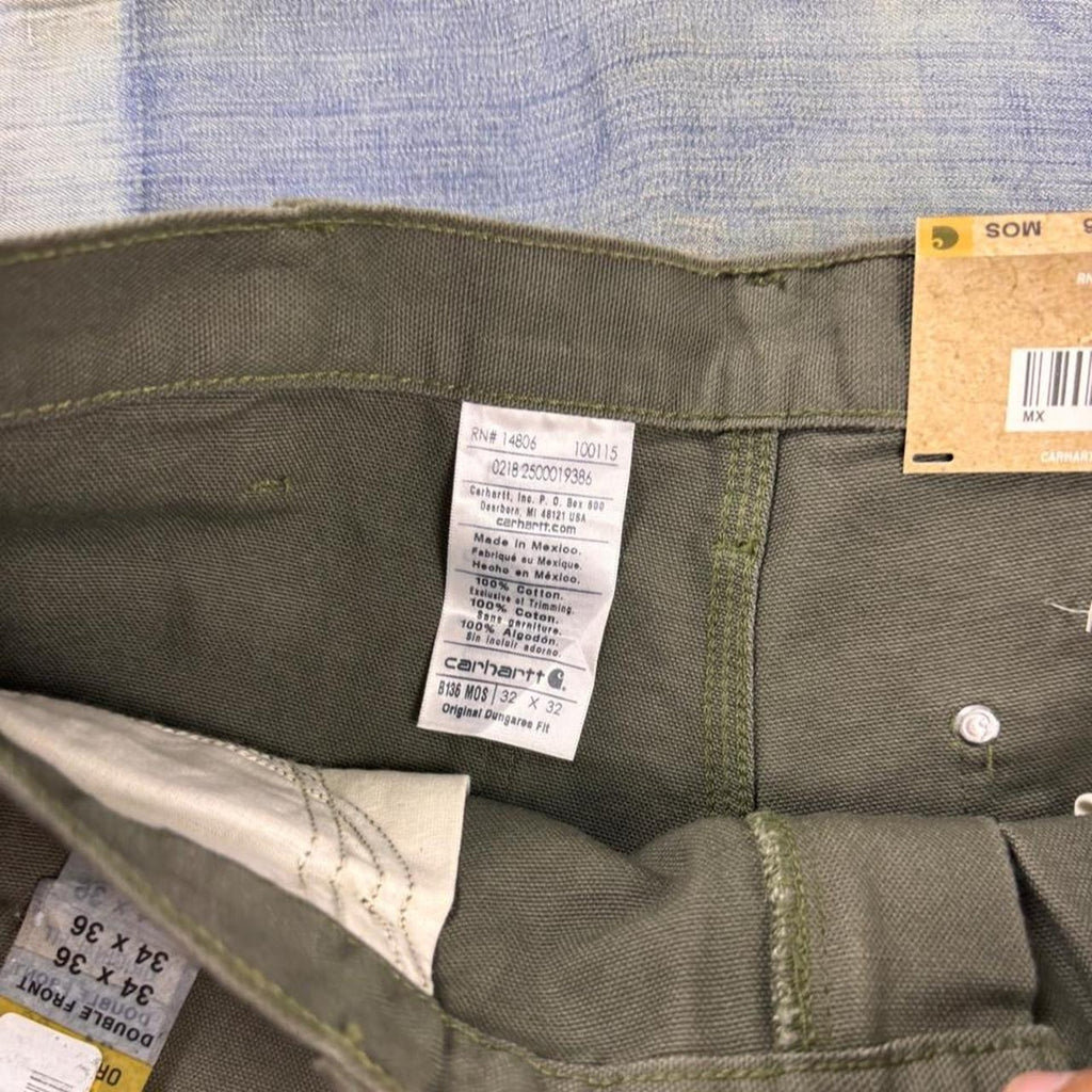 2000s Carhartt Moss Green Double Knee Carpenter Pants New With Tags | 30x32
