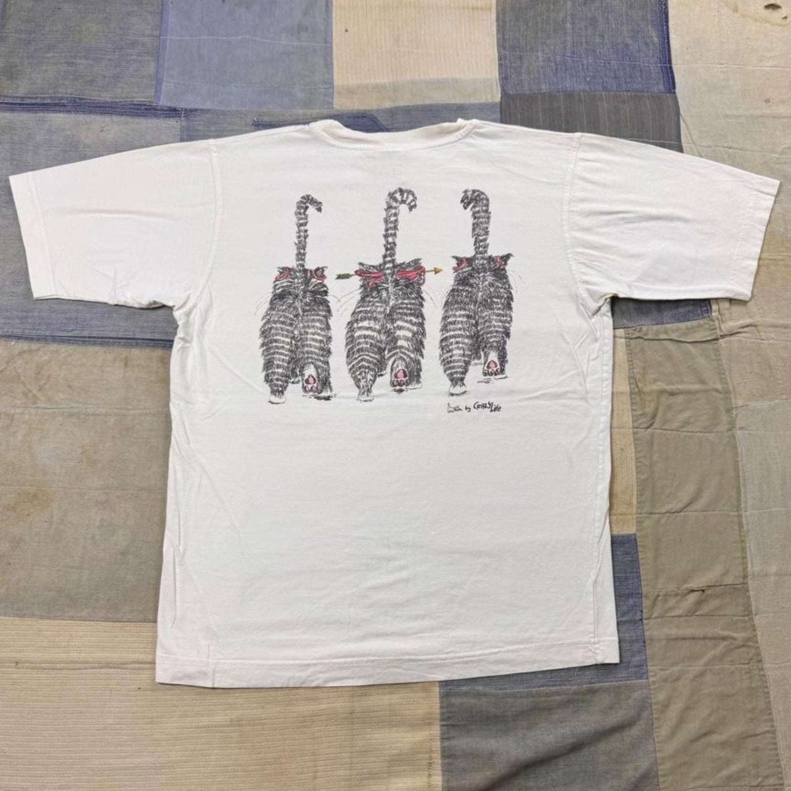 1990s Crazy Shirts Crazy Life Three Cats Double-Sided Tee | Small