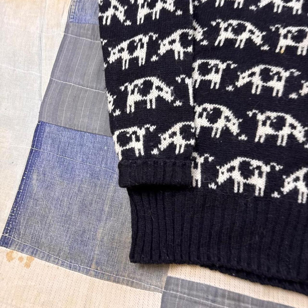 1980s Searights Grazing Cow Allover Knit Sweater | Medium