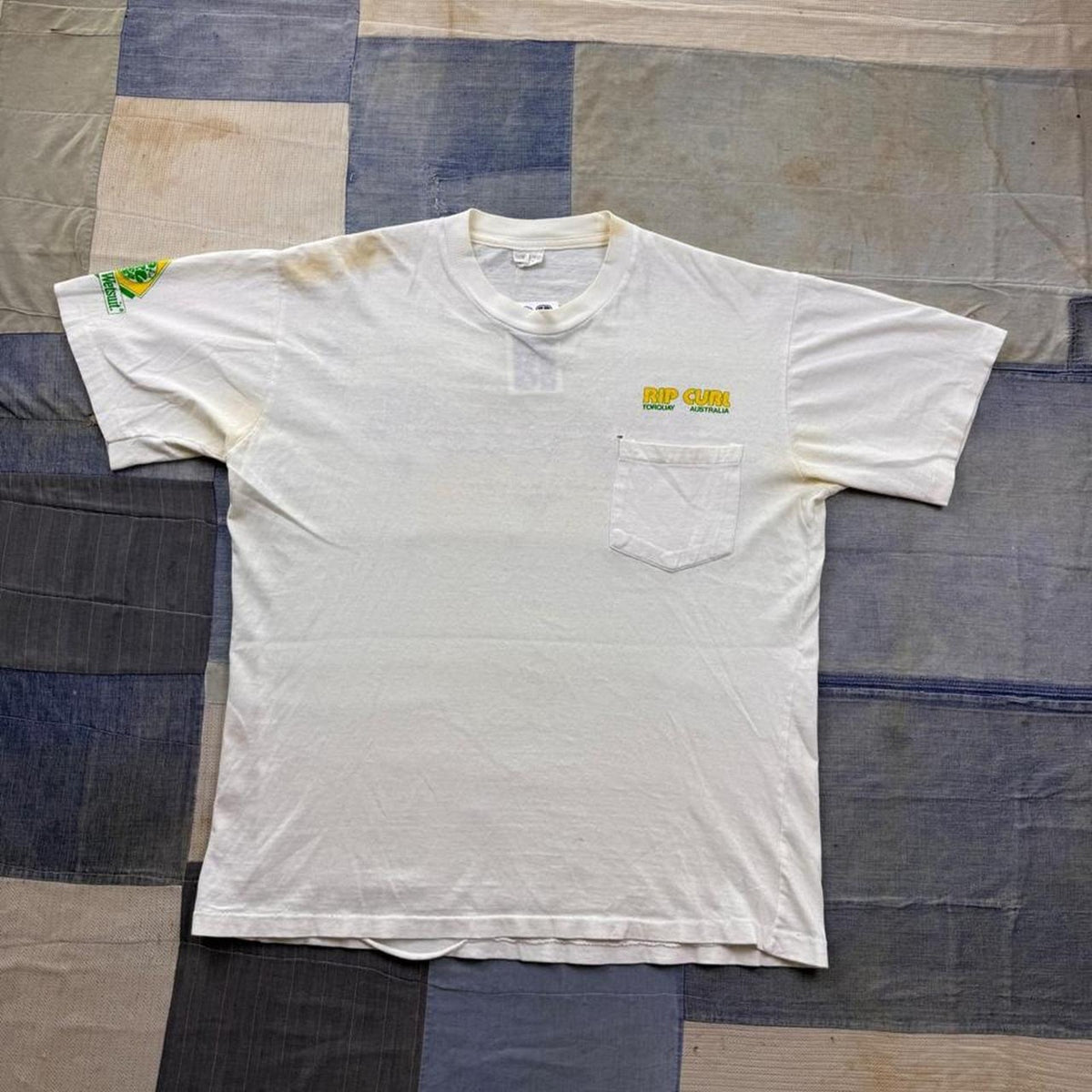 1980s Rip Curl Wave Pirates Australia Surf Pocket Tee | Large
