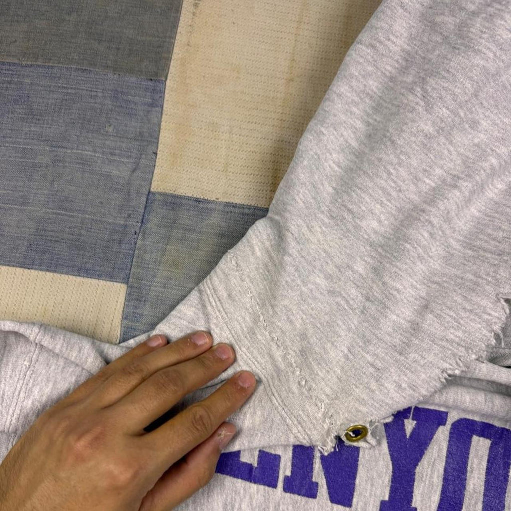 1980s Champion Reverse Weave Kenyon College Distressed Hoodie | Extra Large