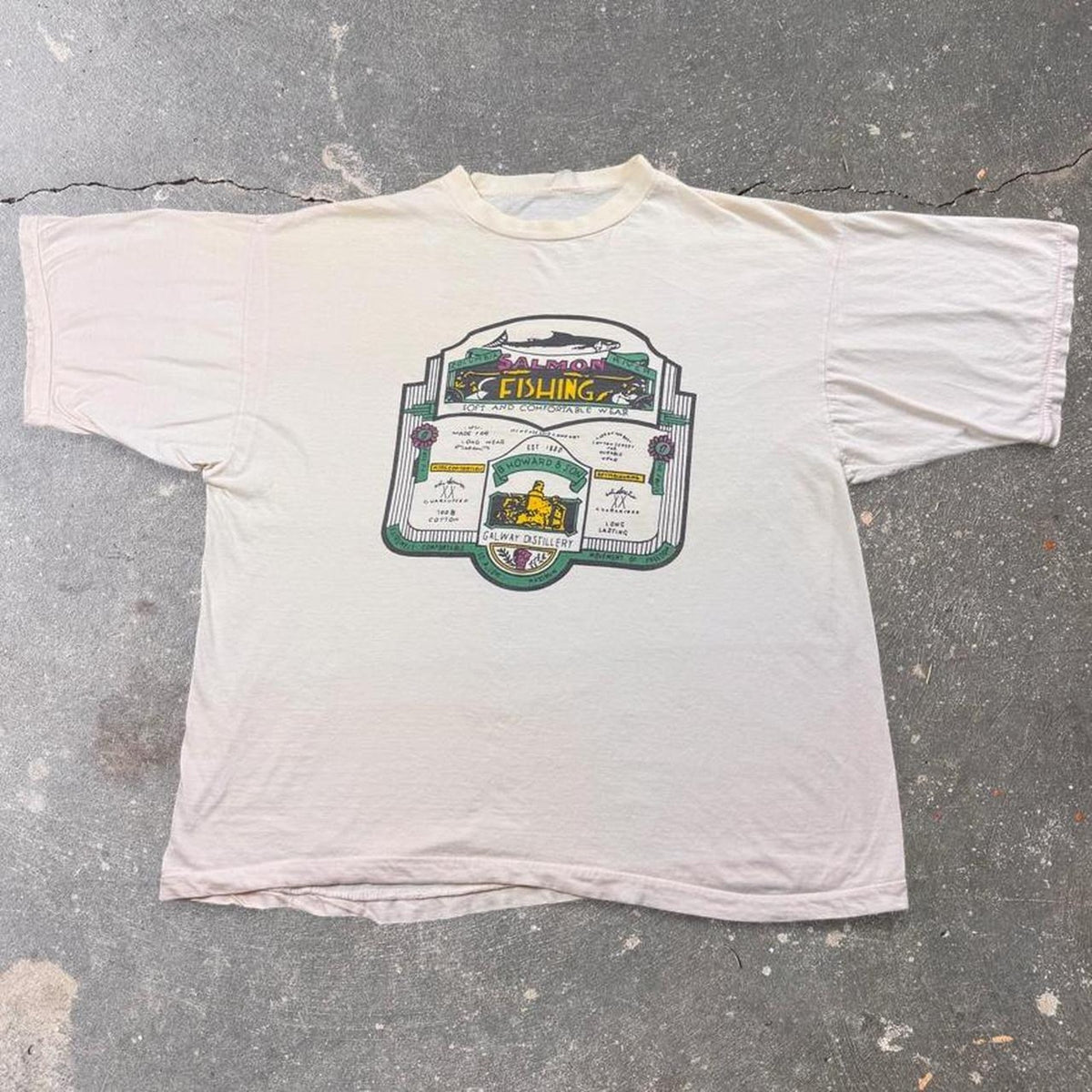1990s Salmon Fishing Columbia River Graphic Tee | Large