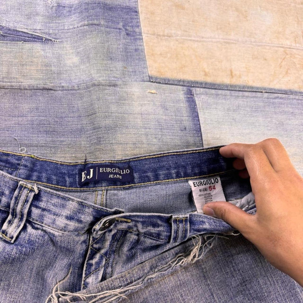 2000s Eurgilio Jeans Patchwork Baggy Denim Jeans | 36x26
