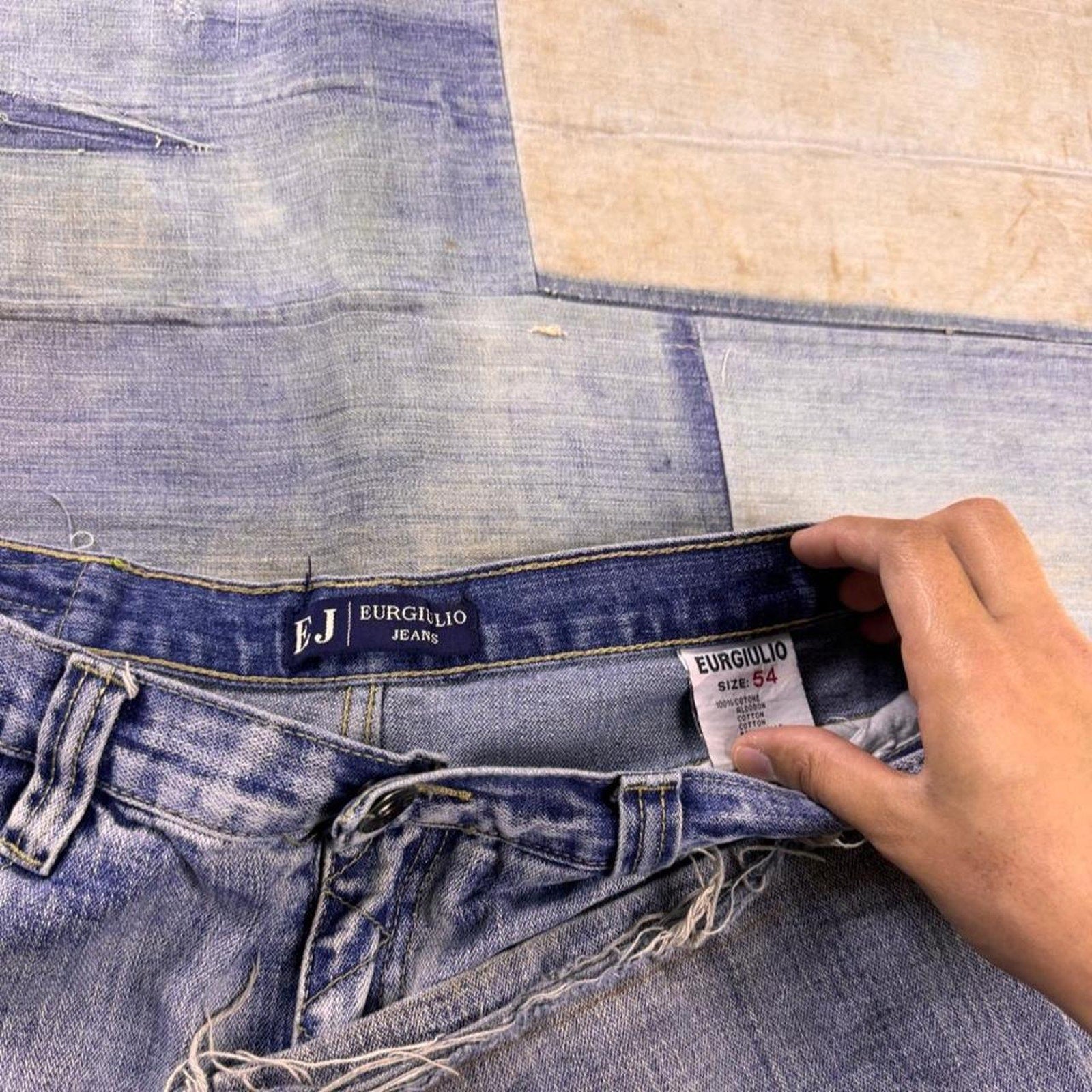 2000s Eurgilio Jeans Patchwork Baggy Denim Jeans | 36x26