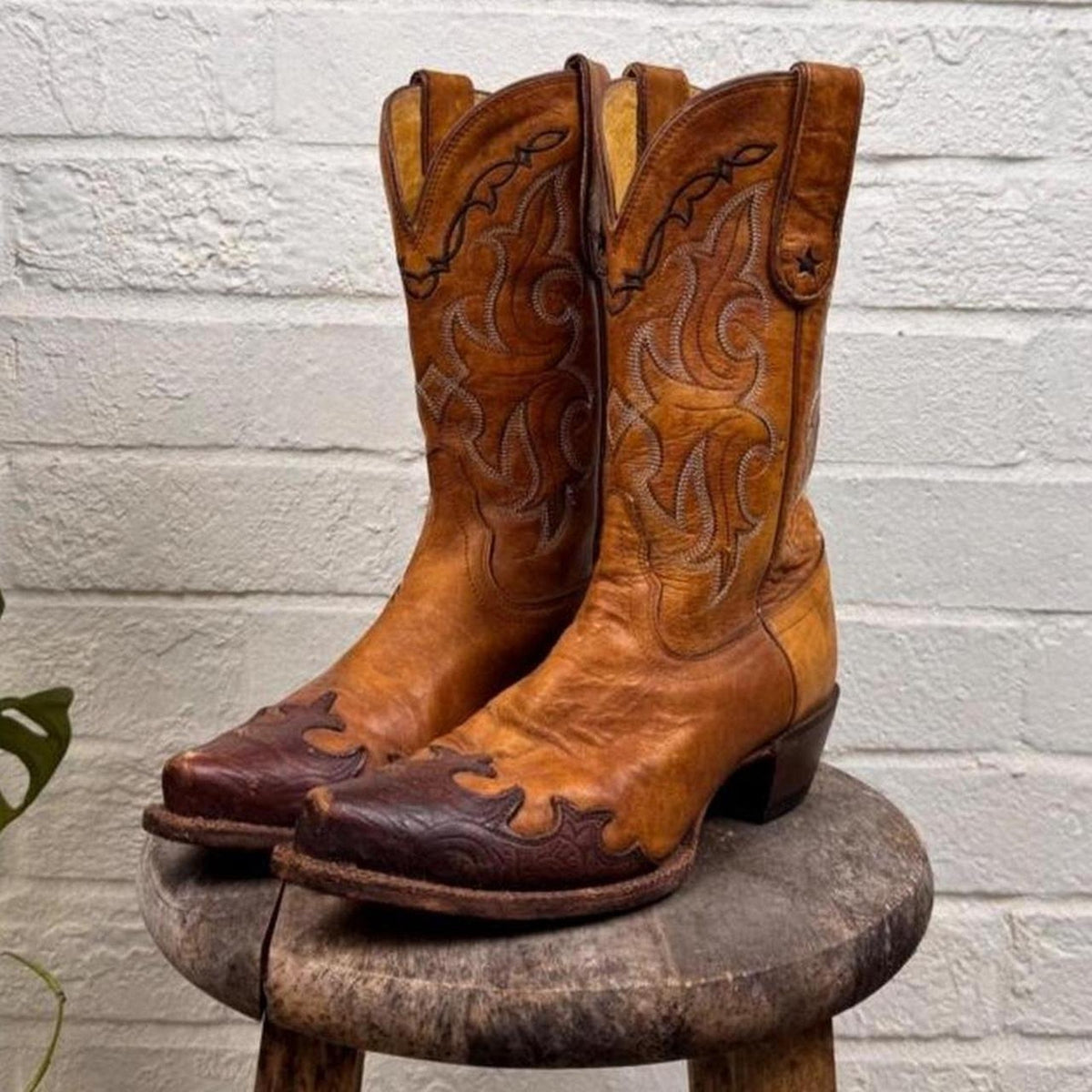 1990s Tony Lama VF6003 Vaquero Santa Fe Leather Cowboy Boots | Women's 7B