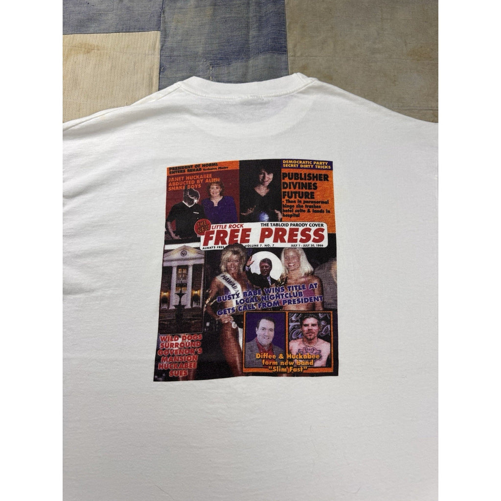 Little Rock Free Press Tabloid Vintage T Shirt 1999 Hanes Beefy USA XL Political