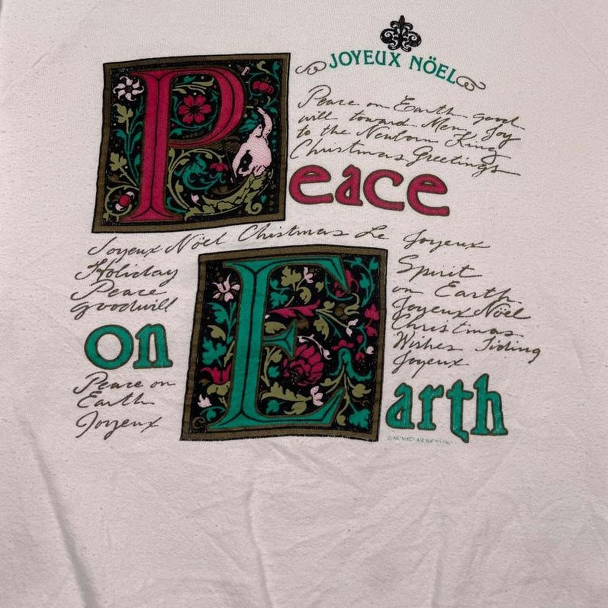 1990s Peace on Earth Christmas Sweatshirt | XL