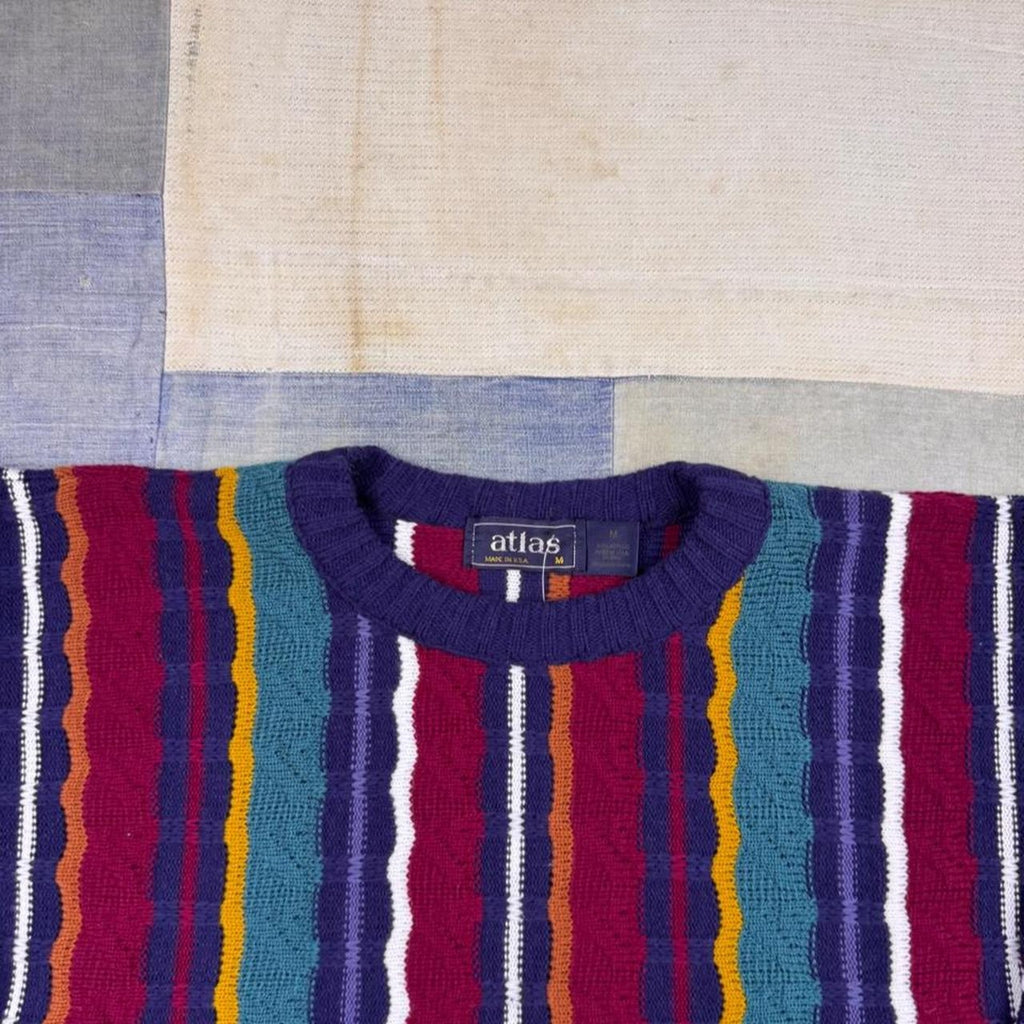 1990s Atlas Multicolor Striped Sweater | M