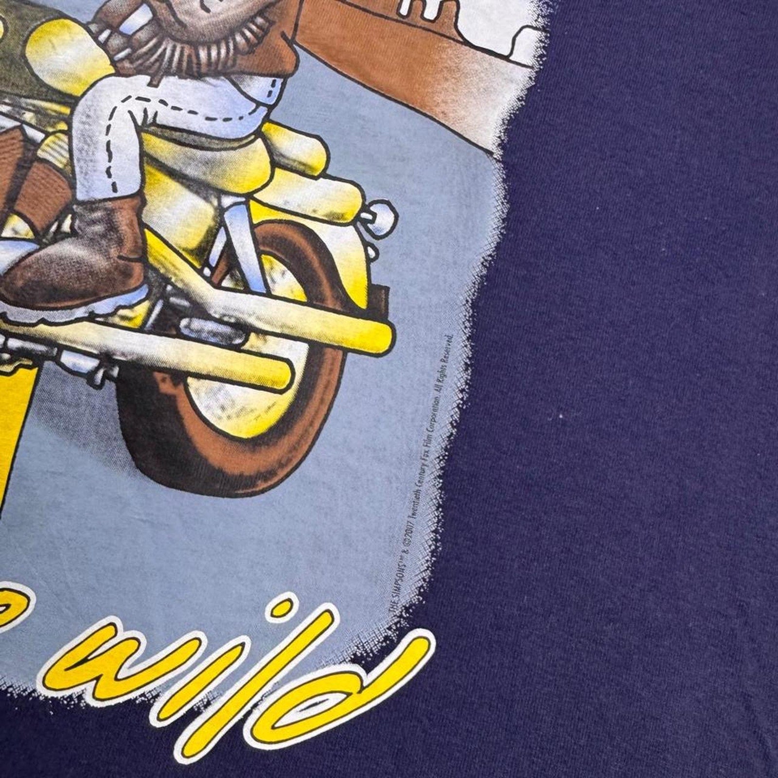 2001 The Simpsons Homer Simpson Born to Be Wild Motorcycle Tee | XXL