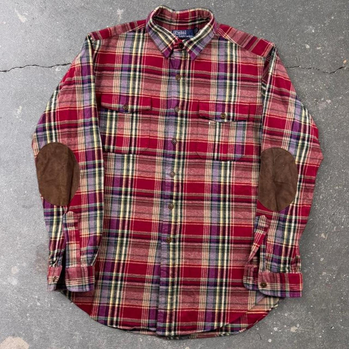 1990s Polo Ralph Lauren Plaid Flannel Shirt | Large