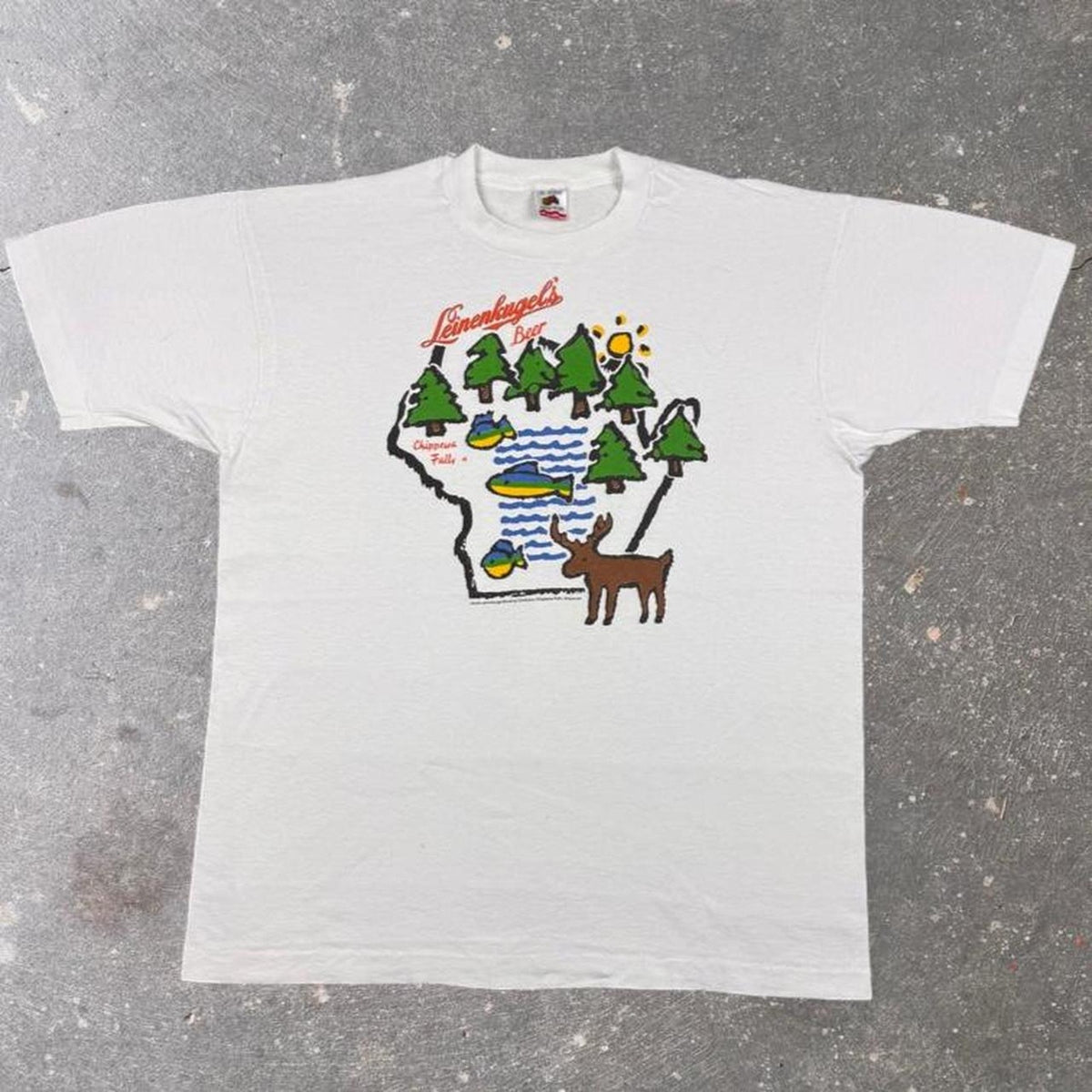 1990s Leinenkugel's Beer Wisconsin Map Tee | XL