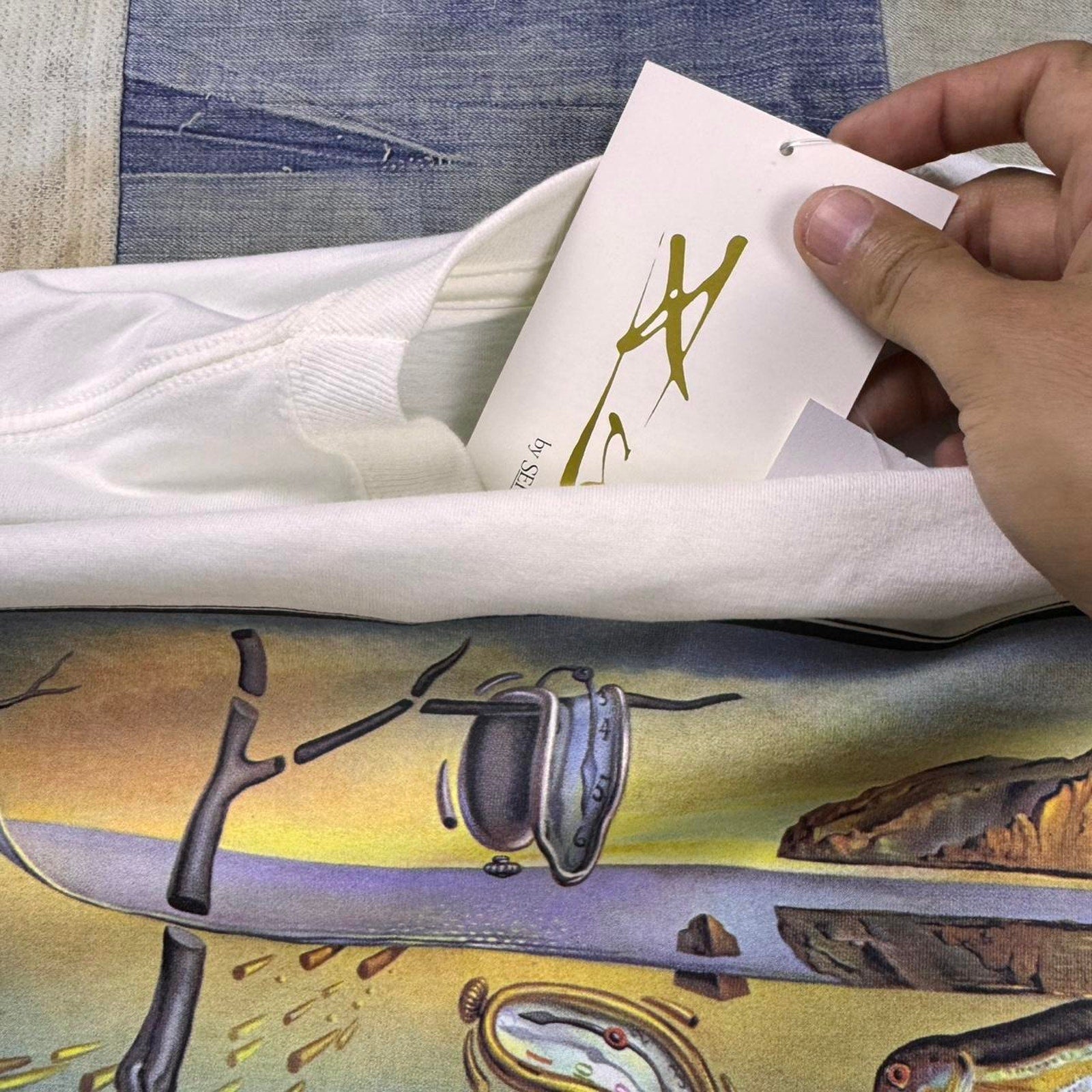 1990s Salvador Dali White Cotton Art T-Shirt Size: Large