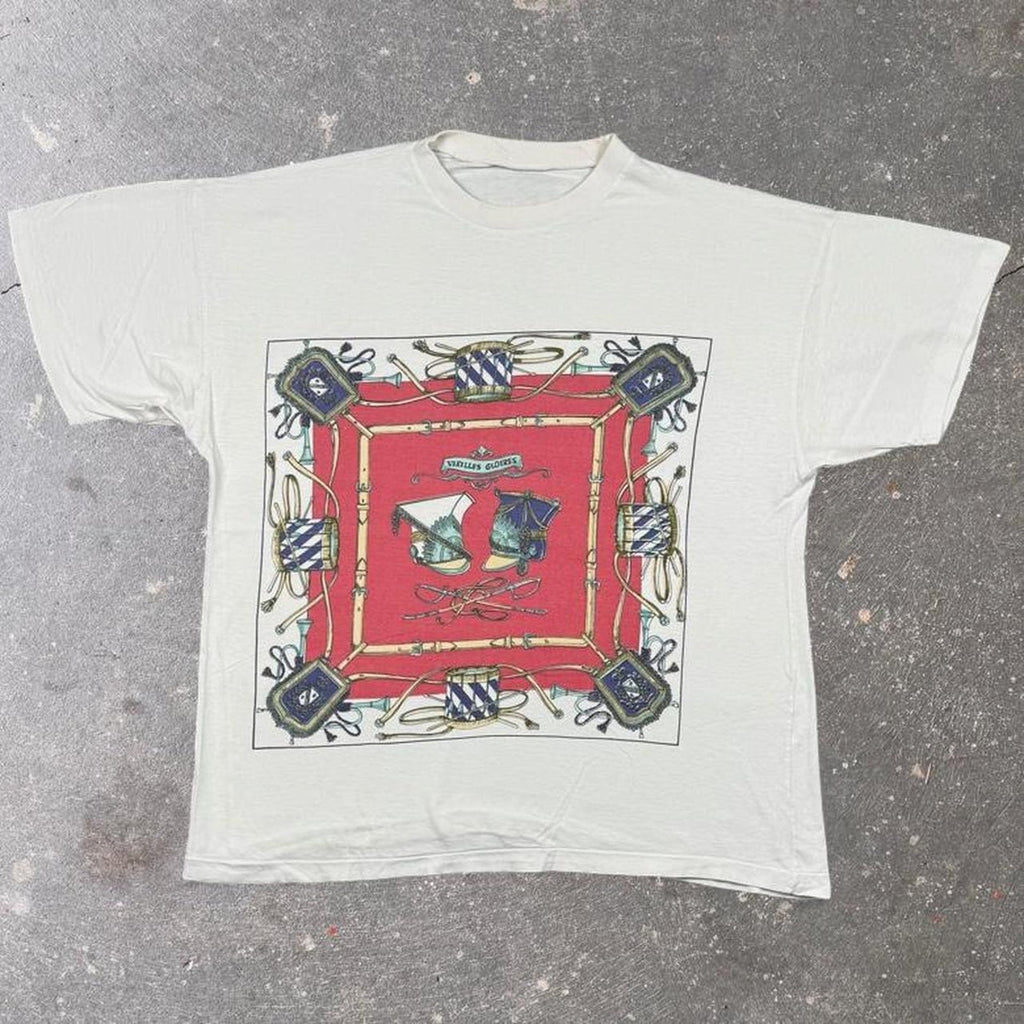 1990s Vieilles Gloires Scarf Print Tee | XL