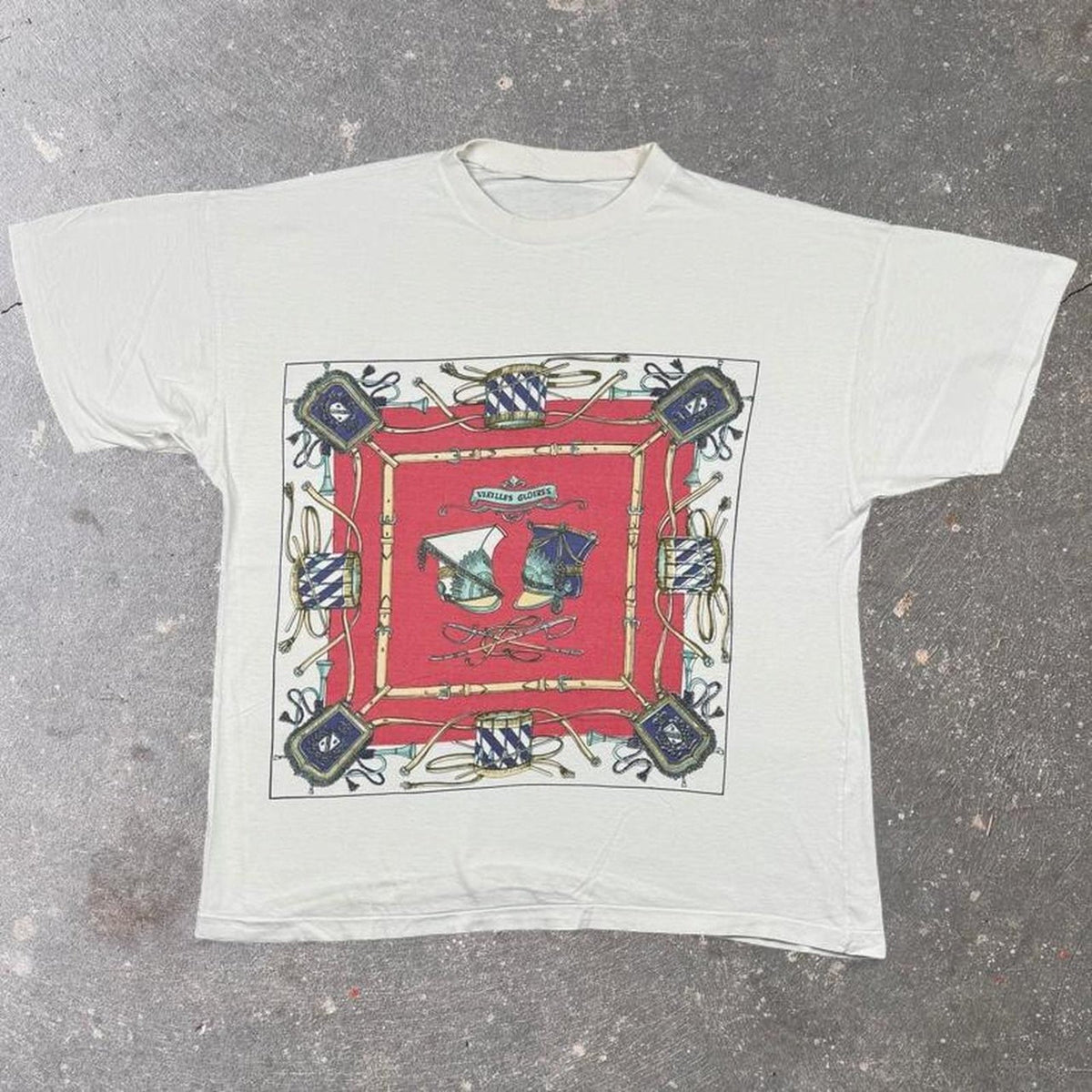 1990s Vieilles Gloires Scarf Print Tee | XL