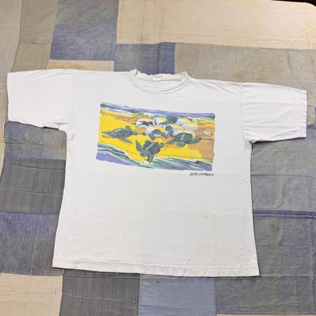 1990s C. Comberti Sea Turtle Ocean Graphic Tee | XL