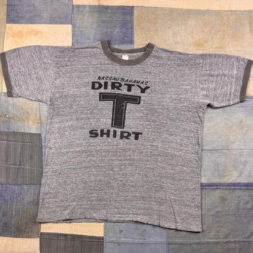1960s Nassau Bahamas Dirty T Shirt Ringer Tee | Large