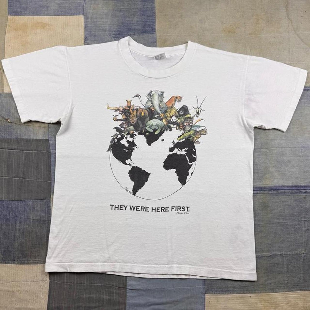 1990s “They Were Here First” Endangered Animals Graphic Tee | Large