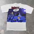 1990s Asterix and Obelix Black Gold Double-Sided Cartoon Tee | Large