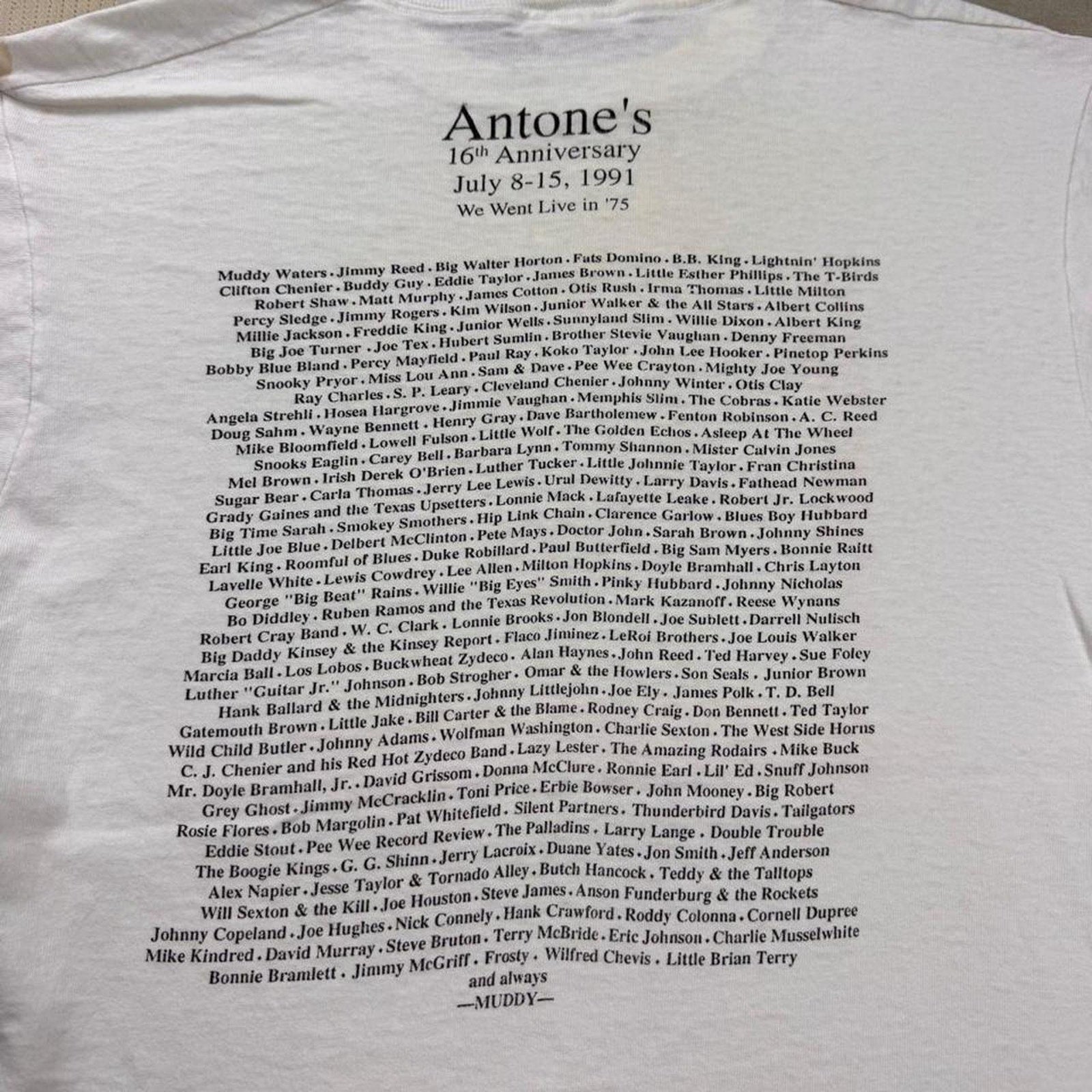 1991 Stevie Ray Vaughan Antone’s 16th Anniversary Blues Tee | Large