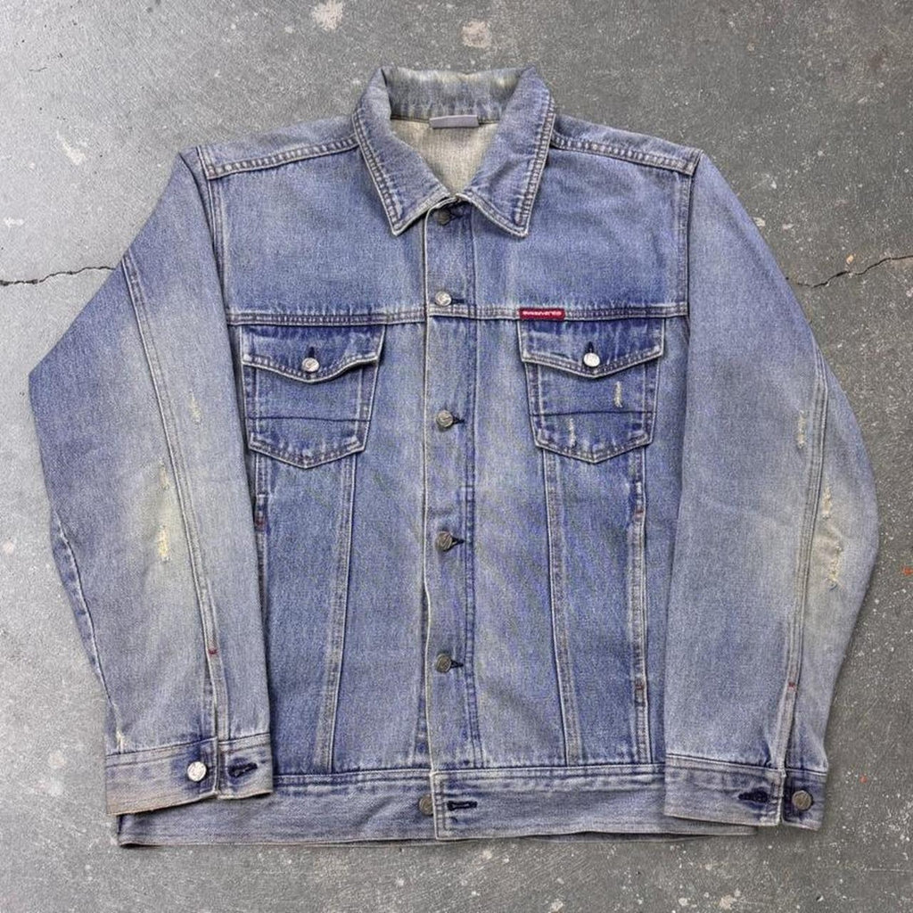 Vintage 1990s Quiksilver Selvedge Denim Trucker Jacket | XL