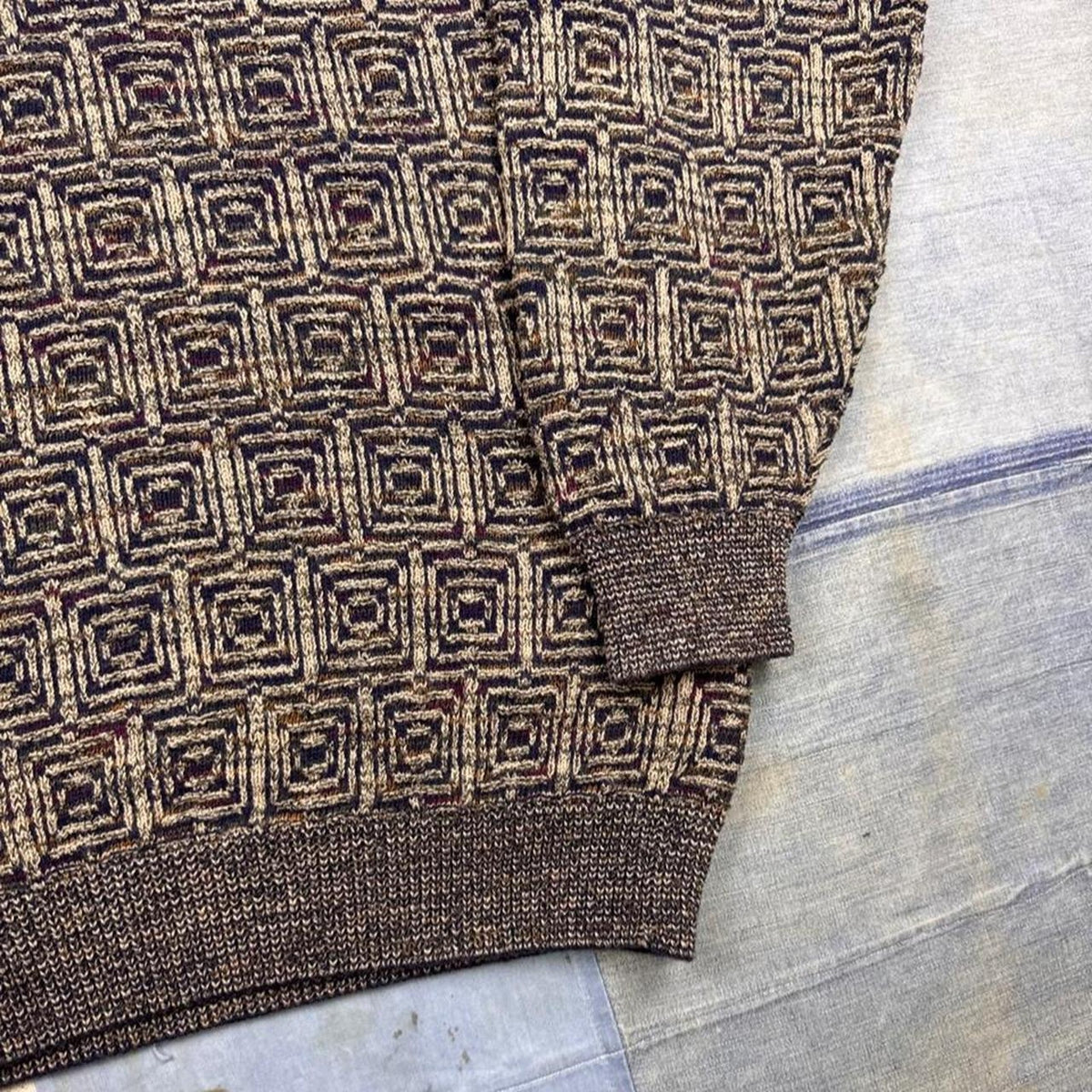 1990s Jos. A. Bank Geometric Knit Sweater | L