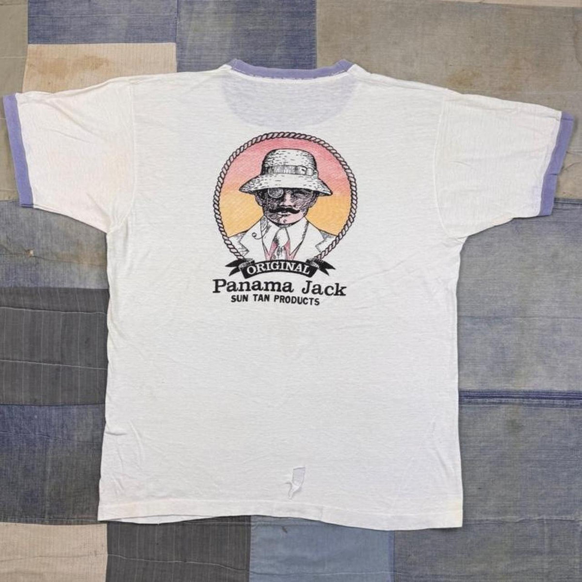 1980s Panama Jack Sun Tan Products Ringer Graphic Tee | Large