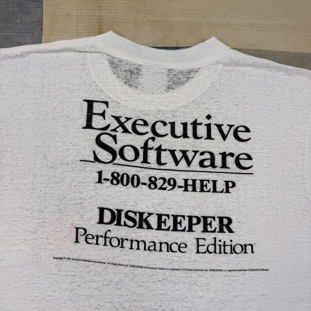 1990s Diskeeper Performance Edition Executive Software Computer Promo Tee | Large