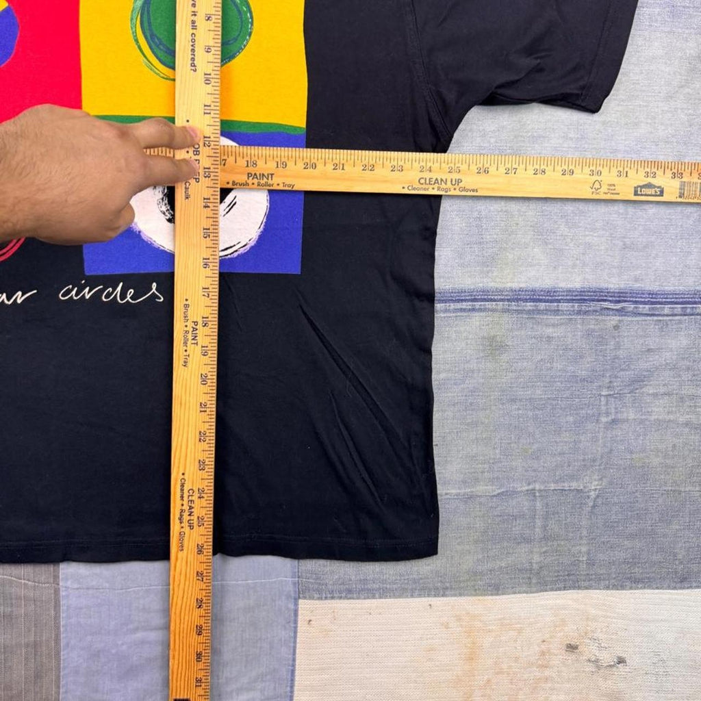 1990s Modus Irregular Circles Abstract Art Graphic Tee Black | XL