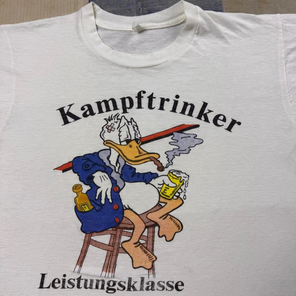 1990s German Kampftrinker Beer Drinking Graphic Tee | Small/Medium