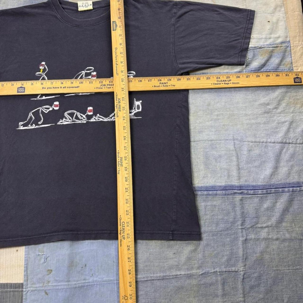 1990s Beer Drinking Evolution Stick Figure Graphic Tee | Large