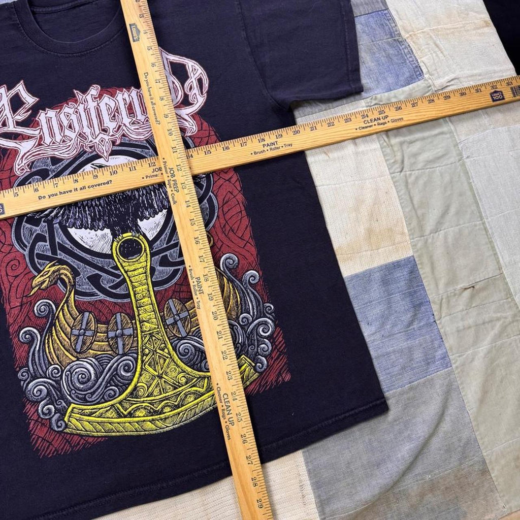 2000s Ensiferum Viking Metal Raven Longship Tee | Medium