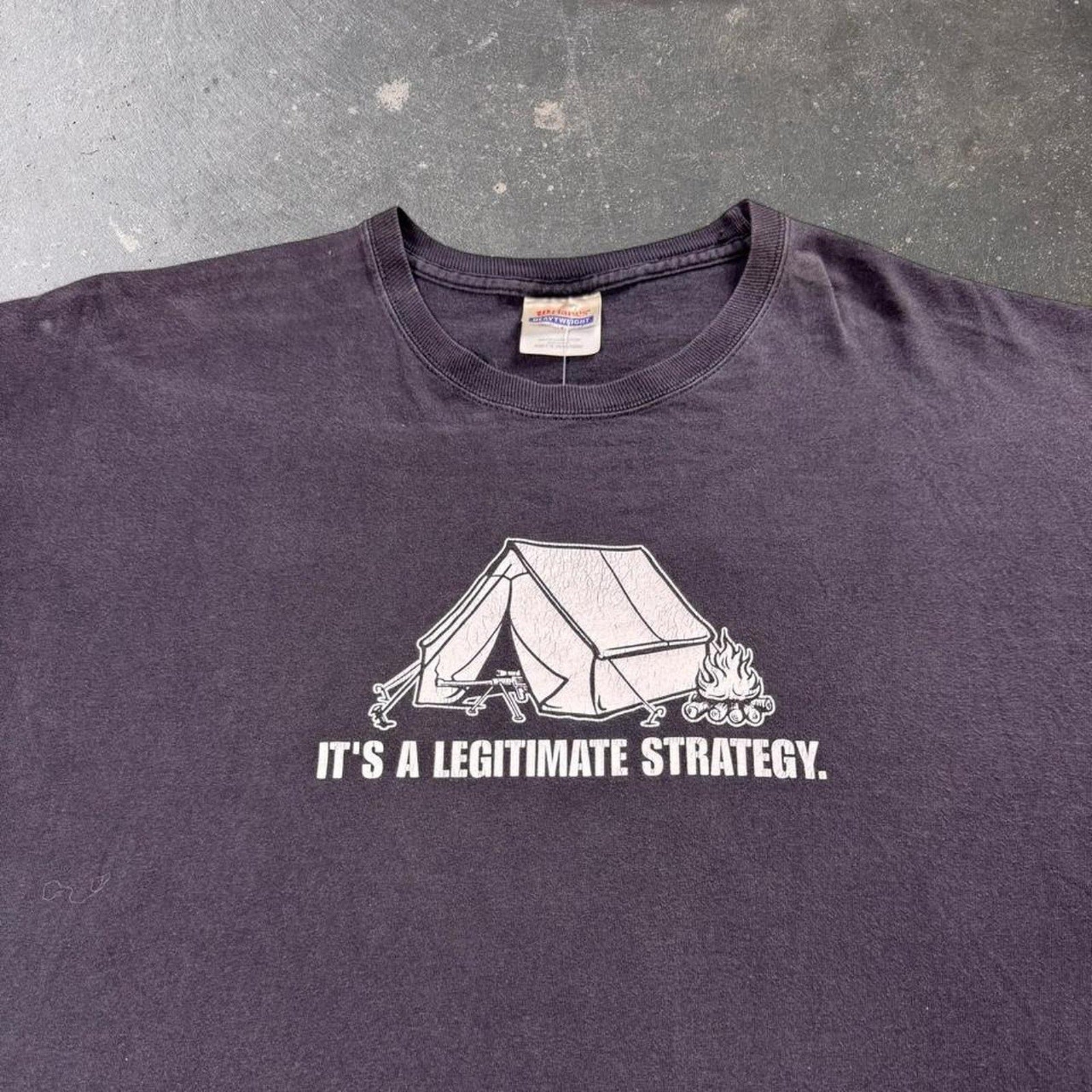 2000s Red vs Blue “Legitimate Strategy” Camping Graphic Tee | XL