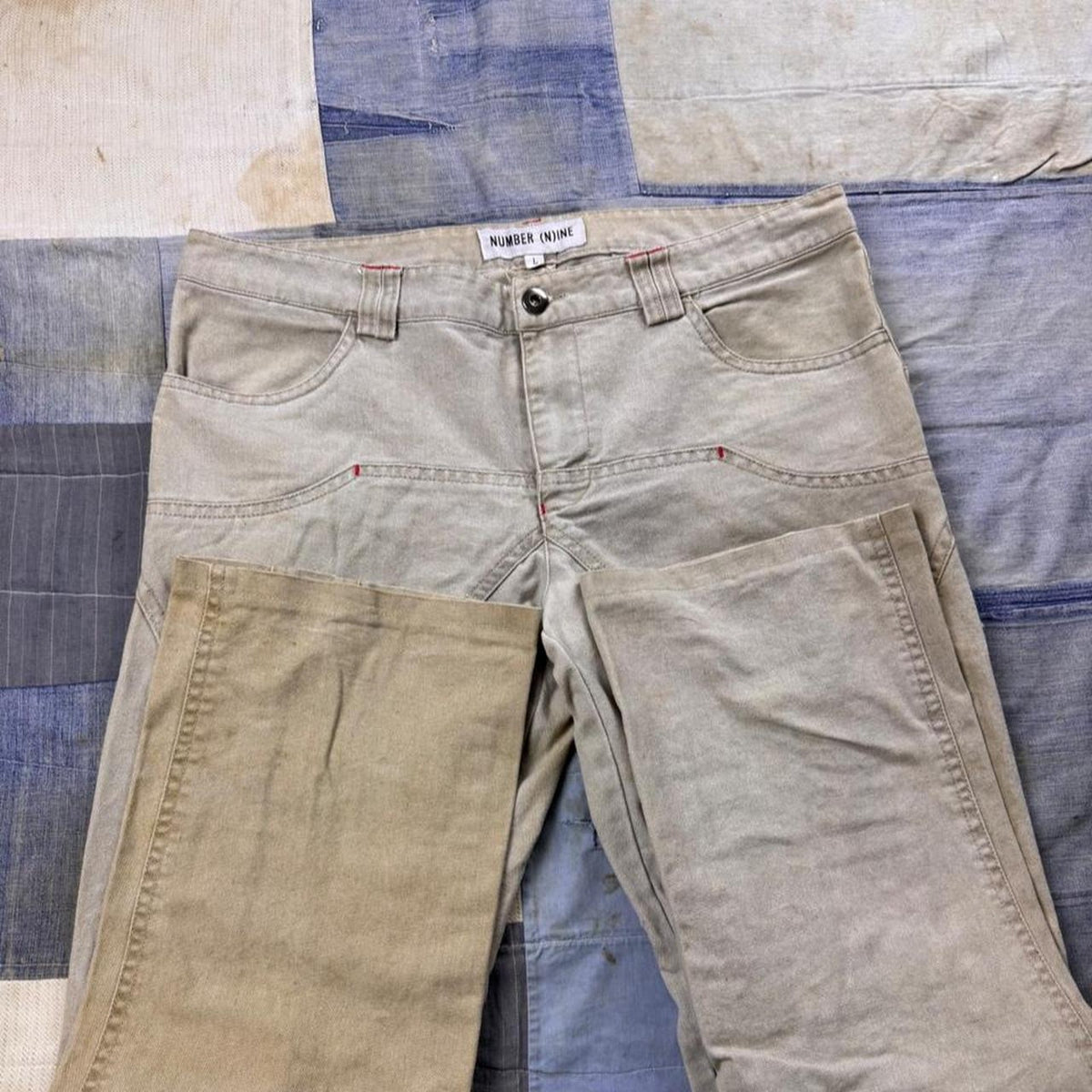 2000s Number (N)ine Distressed Panel Denim Pants | 35x30