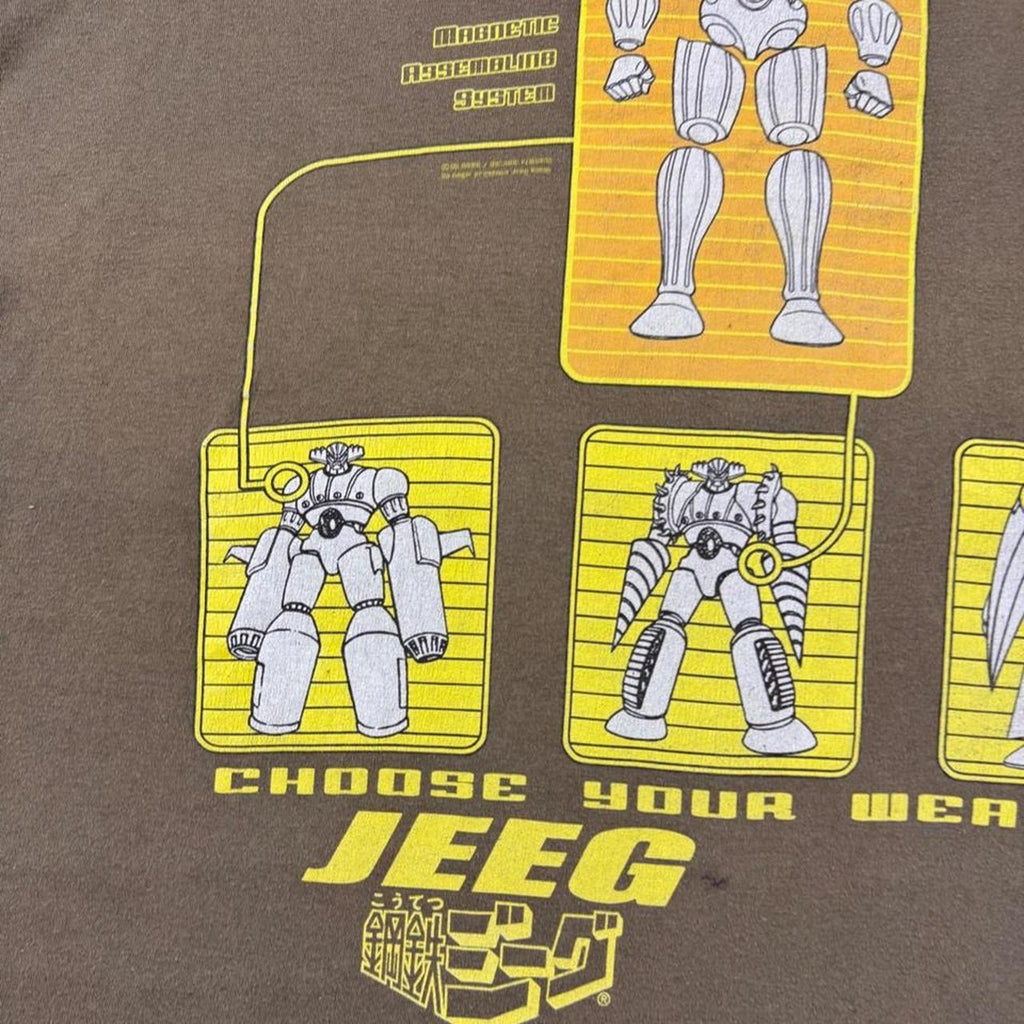 2000s Kotetsu Jeeg Choose Your Weapon Anime Robot Graphic Tee Brown | Large