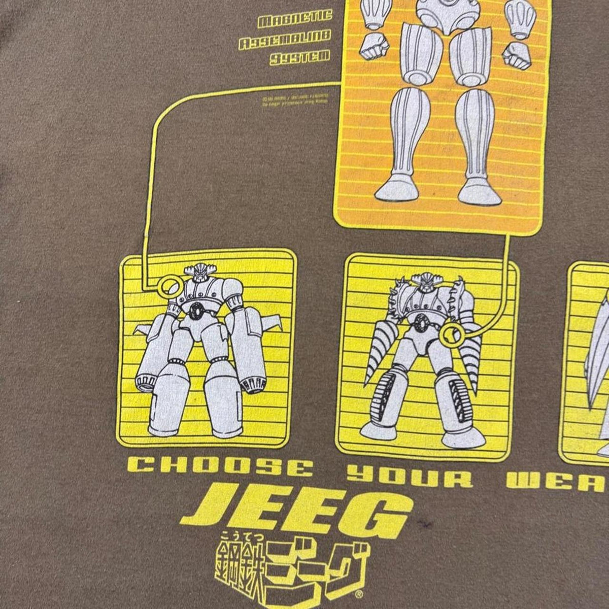 2000s Kotetsu Jeeg Choose Your Weapon Anime Robot Graphic Tee Brown | Large