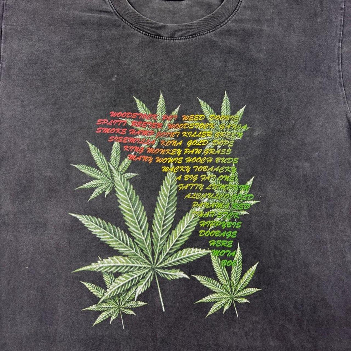 1990s Weed Leaf Slang Names Tee | L