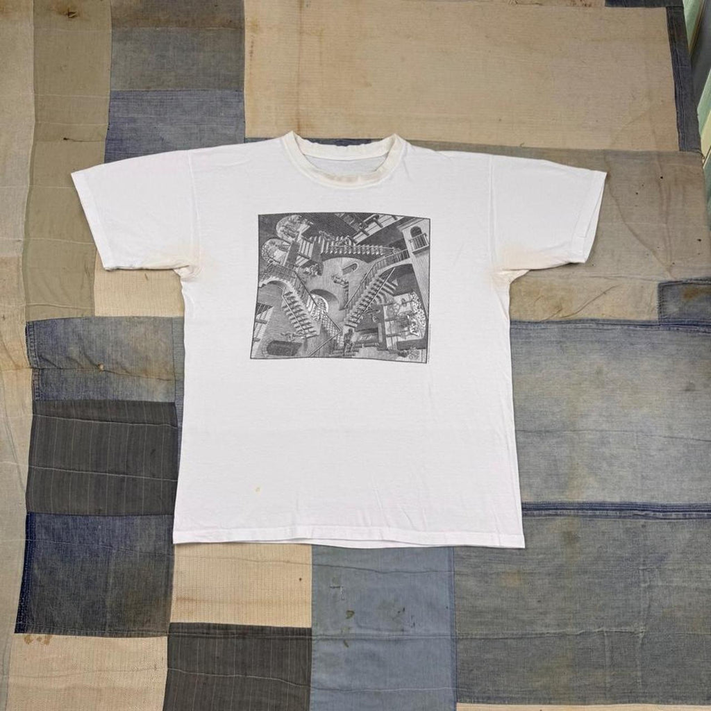 1990s M.C. Escher Relativity Optical Illusion Art Tee | Medium