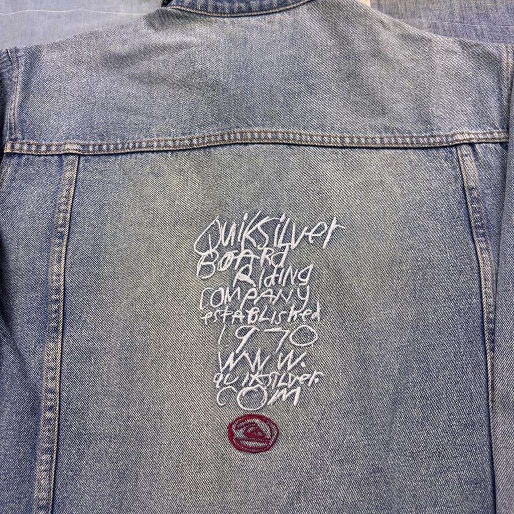 Vintage 1990s Quiksilver Selvedge Denim Trucker Jacket | XL