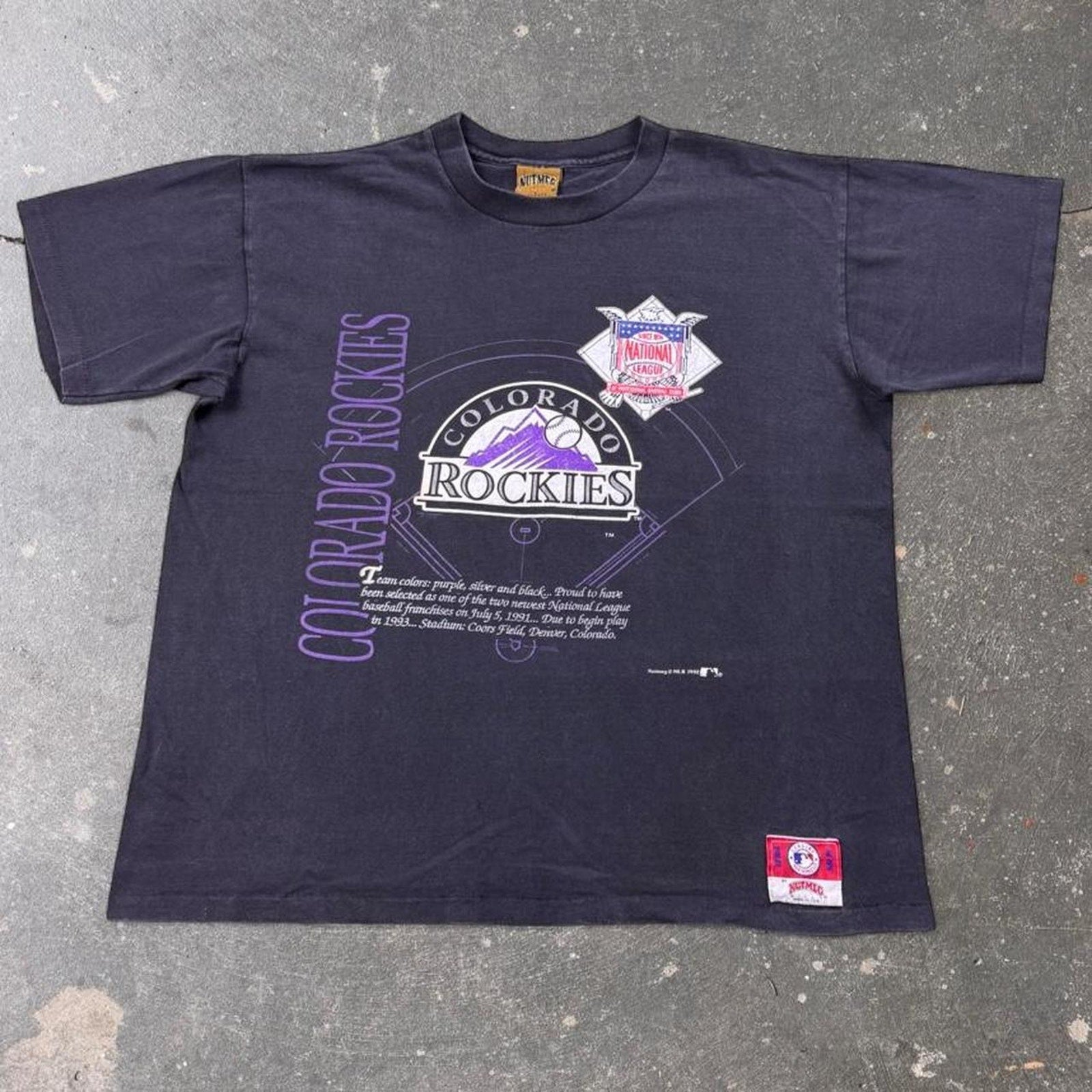 1992 Colorado Rockies Inaugural Season Nutmeg Mills MLB Tee | XL