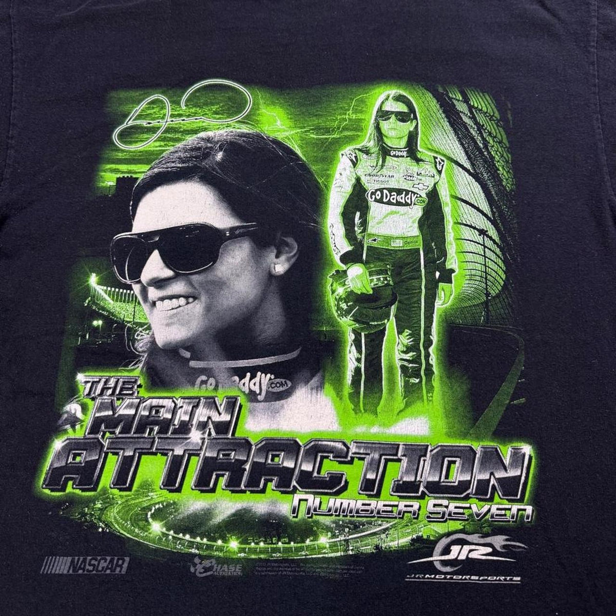 2010s Danica Patrick GoDaddy Number 7 NASCAR Racing Tee | Large
