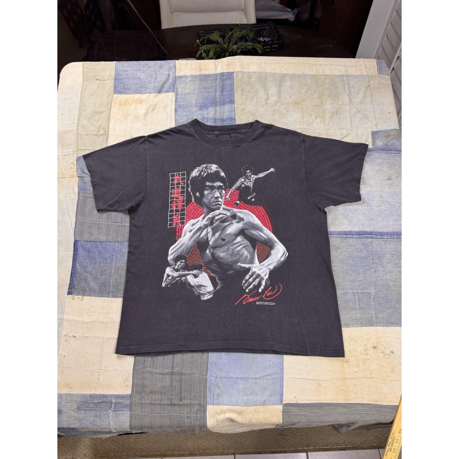 Vintage 1997 Bruce Lee Martial Arts Graphic T Shirt Movie Kung Fu Black Large