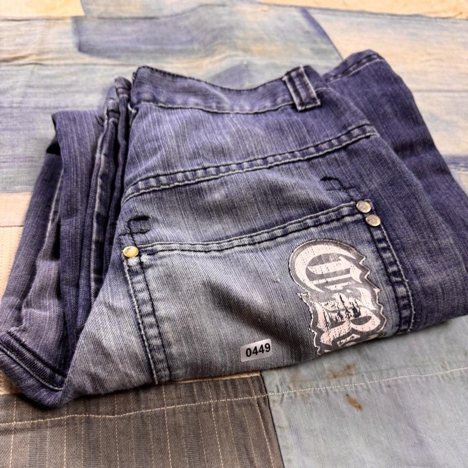 2000s Dog Nose Embroidered Baggy Denim Jeans | 25x28